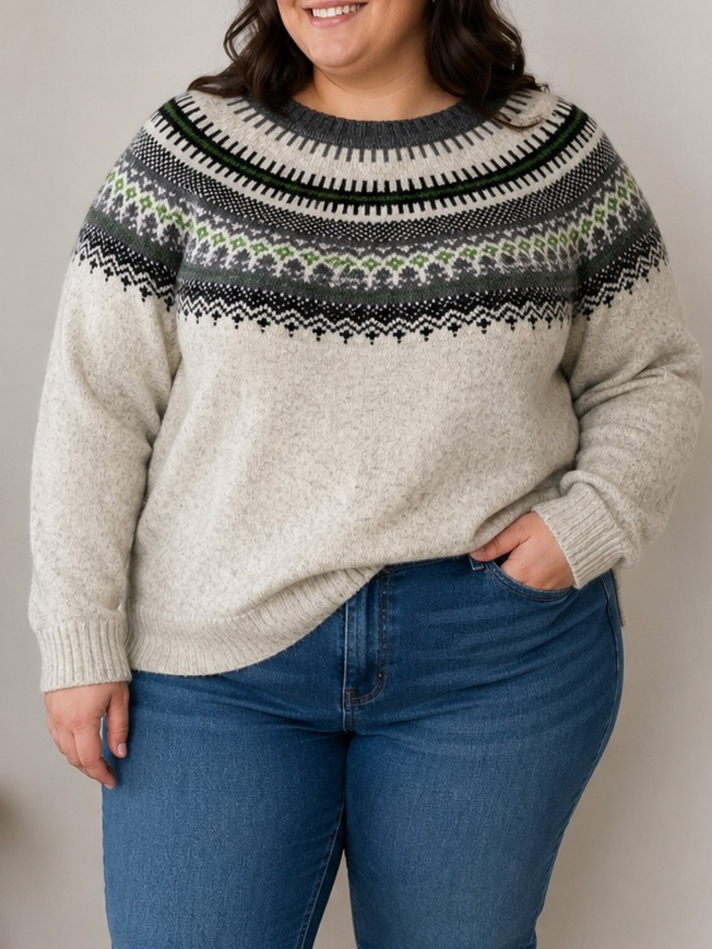 Cabi Shetland Pullover Sweater in a Fair Isle Design-Sz M (Fits Up To Large/XL)